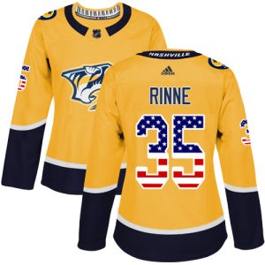 Unique Adidas Predators #35 Pekka Rinne Yellow Home Authentic USA Flag Women's Stitched NHL Jersey to stand out at the stadium