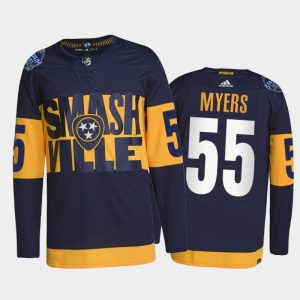Unique Adidas Predators #55 Philippe Myers Men's 2022 Stadium Series Authentic NHL Jersey   Navy for an exciting hockey game