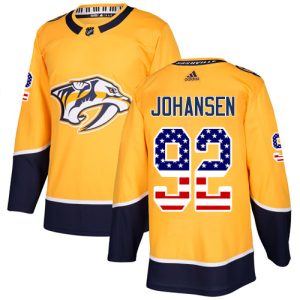 Unique Adidas Predators #92 Ryan Johansen Yellow Home Authentic USA Flag Stitched Youth NHL Jersey to stand out at the stadium
