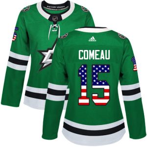Unique Adidas Stars #15 Blake Comeau Green Home Authentic USA Flag Women's Stitched NHL Jersey to stand out at the stadium
