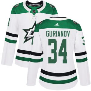 Unique Adidas Stars #34 Denis Gurianov White Road Authentic Women's Stitched NHL Jersey for an exciting hockey game