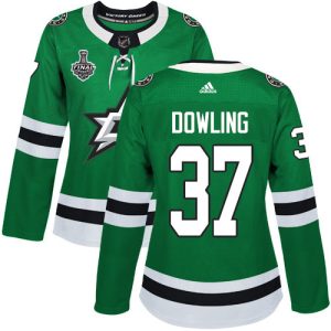 Unique Adidas Stars #37 Justin Dowling Green Home Authentic Women's 2020 Stanley Cup Final Stitched NHL Jersey to show your team love