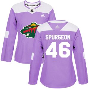 Unique Adidas Wild #46 Jared Spurgeon Purple Authentic Fights Cancer Women's Stitched NHL Jersey for true hockey enthusiasts