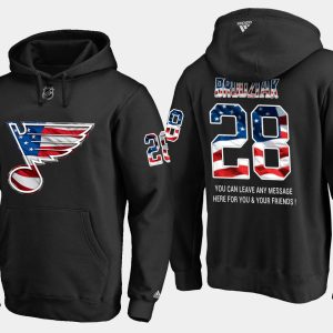 Unique Blues #28 Kyle Brodziak NHL Banner Wave Usa Flag Black Hoodie to show your team love
