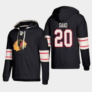 Unique Chicago Blackhawks #20 Brandon Saad Black adidas Lace Up Pullover Hoodie to add to your hockey memorabilia collection