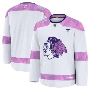 Unique Chicago Blackhawks 2024 Hockey Fights Cancer Practice Jersey   White for top   notch game   day wear