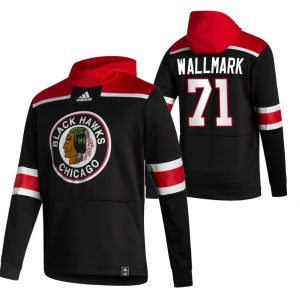 Unique Chicago Blackhawks #71 Lucas Wallmark Adidas Reverse Retro Pullover Hoodie Black for a valuable hockey collectible