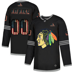Unique Chicago Blackhawks Custom Adidas Men's Black USA Flag Limited NHL Jersey for die   hard Blackhawks fans