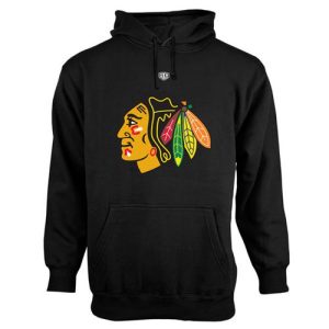 Unique Chicago Blackhawks Old Time Hockey Big Logo with Crest Pullover Hoodie Black for true hockey enthusiasts