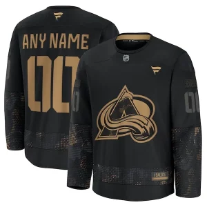 Fabulous Colorado Avalanche 2024 Military Appreciation Personalized Long Sleeve Practice Jersey   Black to support your favorite players