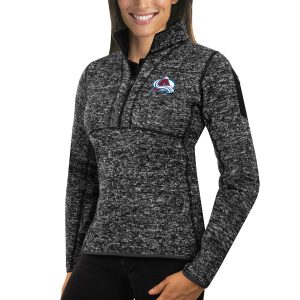 Unique Colorado Avalanche Antigua Women's Fortune 1/2 Zip Pullover Sweater Charcoal for an exciting hockey game