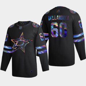 Unique Dallas Stars #60 Ty Dellandrea Men's Nike Iridescent Holographic Collection NHL Jersey   Black for die   hard Blackhawks fans