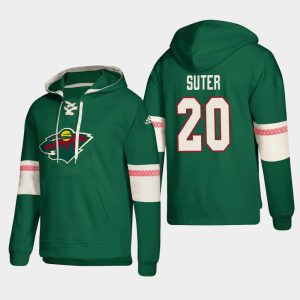 Unique Minnesota Wild #20 Ryan Suter Green adidas Lace Up Pullover Hoodie for die   hard Blackhawks fans
