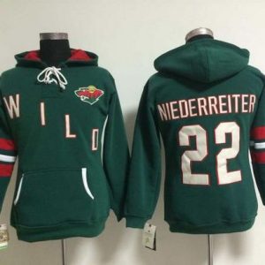 Unique Minnesota Wild #22 Nino Niederreiter Green Women's Old Time Heidi NHL Hoodie for top   notch game   day wear