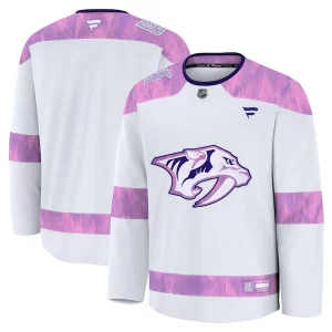 Unique Nashville Predators 2024 Hockey Fights Cancer Practice Jersey   White for an exciting hockey game