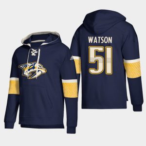 Unique Nashville Predators #51 Austin Watson Navy adidas Lace Up Pullover Hoodie to add to your hockey memorabilia collection