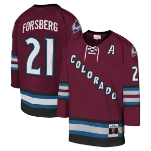 Unique Peter Forsberg Colorado Avalanche Youth 2001 02 Blue Line Player Jersey   Burgundy to show your team love