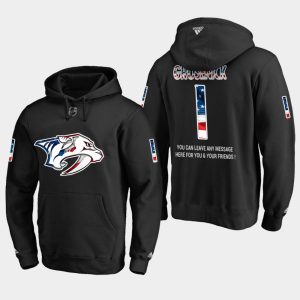 Unique Predators #1 Troy Grosenick NHL Banner Wave Usa Flag Black Hoodie to add to your hockey memorabilia collection