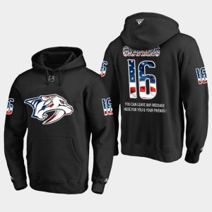 Unique Predators #16 Petter Granberg NHL Banner Wave Usa Flag Black Hoodie to show your team love