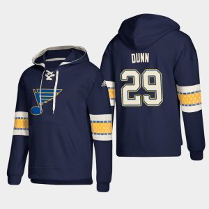 Unique St. Louis Blues #29 Vince Dunn Blue adidas Lace Up Pullover Hoodie for a valuable hockey collectible