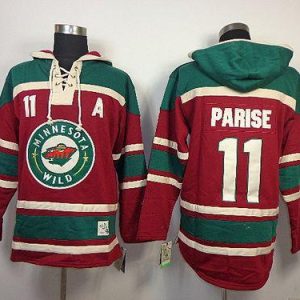 Top - notch Wild #11 Zach Parise Red Sawyer Hooded Sweatshirt Stitched NHL Jersey a must - have for collectors