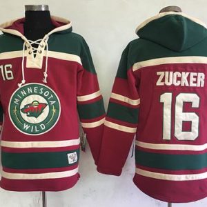 Stylish Wild #16 Jason Zucker Red Sawyer Hooded Sweatshirt Stitched NHL Jersey for die - hard fans