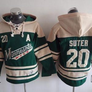 Top - notch Wild #20 Ryan Suter Green Sawyer Hooded Sweatshirt Stitched NHL Jersey to show your team spirit