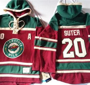 Amazing Wild #20 Ryan Suter Red Sawyer Hooded Sweatshirt Stitched NHL Jersey a must - have for collectors