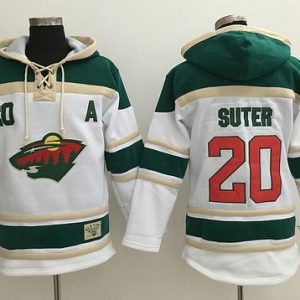 Amazing Wild #20 Ryan Suter White Sawyer Hooded Sweatshirt Stitched NHL Jersey to stand out at the stadium