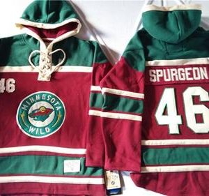 Sleek Wild #46 Jared Spurgeon Red Sawyer Hooded Sweatshirt Stitched NHL Jersey to elevate your fan gear collection