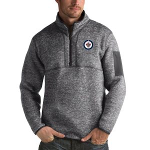 Sleek Winnipeg Jets Antigua Fortune Quarter Zip Pullover Jacket Black a must - have for collectors